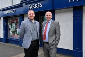 Pharmacist Matthew Hunter (left) pictured with Ulster Bank senior relationship manager Danny McGivern (right). Picture: Ulster Bank