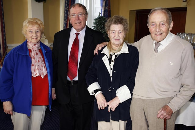 Jean Patterson, Joseph Patterson, Marion Leighton and Jim Leighton pictured during the RAFA Dinner at the Causeway Hotel in 2010