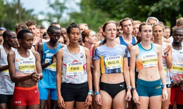 Female competitors ahead of the start of the elite race on August 27.