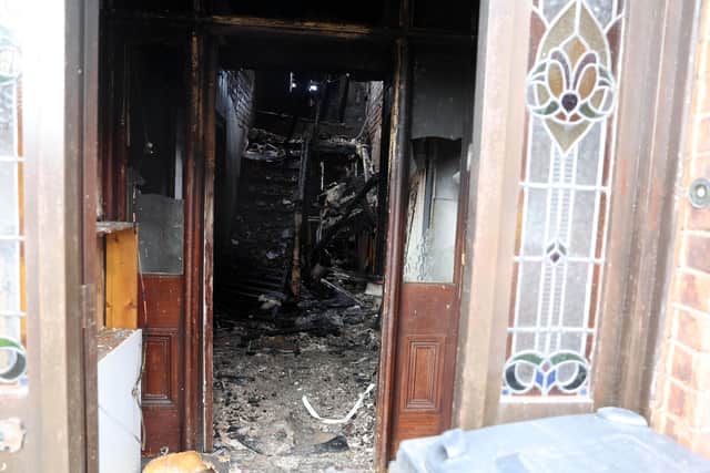 A house set on fire during disorder in the Clonavon area of Ballymena last night. Picture by  Jonathan Porter  / Press Eye