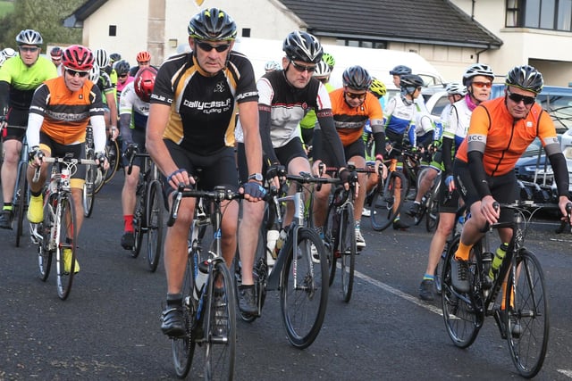 Pictured at the Ballycastle Cycling Club 80 mile charity cycle to raise funds for Marie Curie starting at Ballycastle GAC Club on Saturday morning