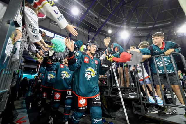 Belfast Giants' Mark Cooper during the warm-up before Saturday’s CHL game against HC Bolzano at The SSE Arena, Belfast.   Photo by William Cherry/Presseye