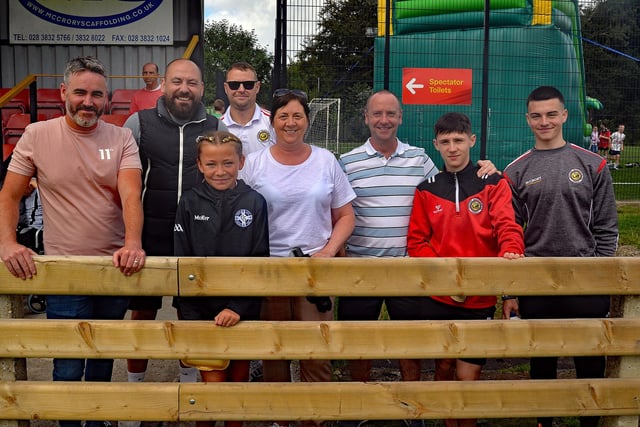 Supporters who attended the charity football match between Oxford Sunnyside Veterans and a Just A Chat team at Knockcramer Park on Sunday morning. LM32-213.