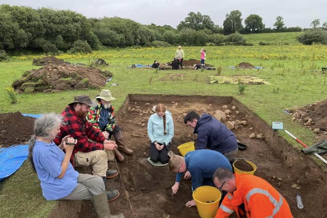 Volunteers working away in trench 10 to reveal ditch feature during 2023 Kilmocholmóg dig. Picture: Craigavon Historical Society