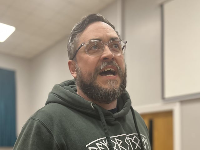 Pictured in rehearsals for Ballywillan Drama Group's production of Fiddler on the Roof is Greg Edwards.