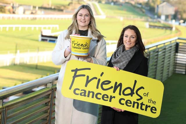 Pictured (L-R) is Ciara Bainbridge, Friends of the Cancer Centre with Susan McCartney, Down Royal at the announcement of the charity partnership. Pic credit: Down Royal