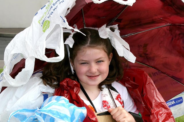 Melissa Park dressed as a bag lady for the fancy dress competition at the Red Sails Festival parade in Portstewart in 2008. Credit NI World