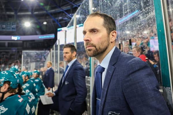 Belfast associate coach Jeff Mason along with head coach Adam Keefe during a pre-season game against Herlev Eagles