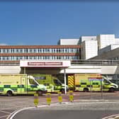 Ambulances outside the Emergency Department at Craigavon Area Hospital.