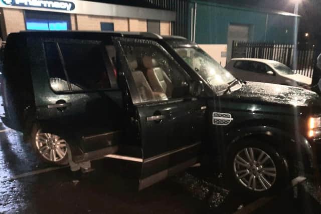 The Land Rover Discovery which was stopped by the police. Pic: PSNI