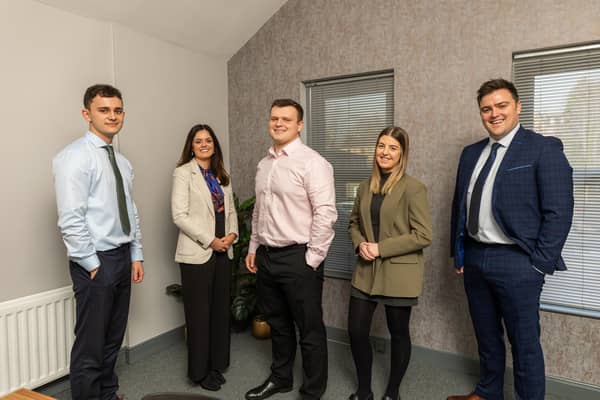 Pictured l to r :Joel Beckett Business Analyst, Lynsey Foster Lead Consultant, Harry Simpson Business Analyst, Hannah Quinn Business Consultant, Rhys Thomas Key Account Manager