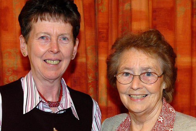The Woods Bowling Club ladies singles winner Sandra Evans and runner-up Maisie Clarke pictured at club's presentation dinner held in the Royal Hotel in 2007.