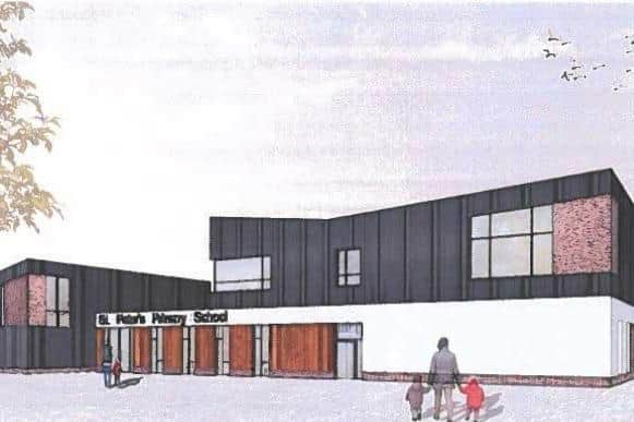 An artist’s impression of the new building at St Peter’s Primary School, Moy.