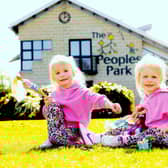 Four-year-old twins Caoimhe and Caitlin McErlean from Portglenone in Co Antrim enjoy a day out in the sunshine at the People’s Park, Ballymena. Picture: Stephen Davison/Pacemaker Press