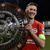 Jeff Hughes pictured after winning the Co Antrim Shield with Larne.  Credit: Pacemaker