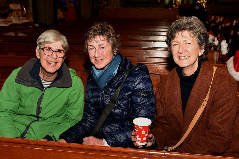 Enjoying the  St Mark's Parish Church craft fair and Santa's Grotto In The Tower are sisters from left, Anne Newell, Shauna McKinney and Margaret Fullerton. PT50-214.