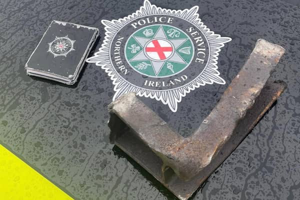 The piece of steel was on the M2 on September 12. (Pic: PSNI).