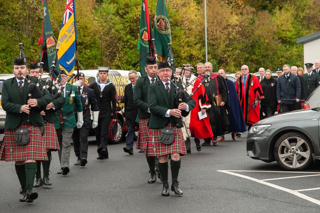 The procession makes it way to Larne War Memorial site.