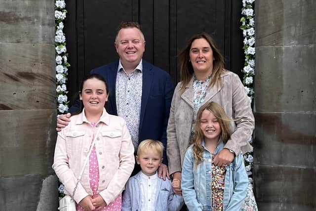 Sean McLaughlin, who will trek to the base camp of Mount Everest to raise funds for two charities, pictured with his family. Credit Sean McLaughlin