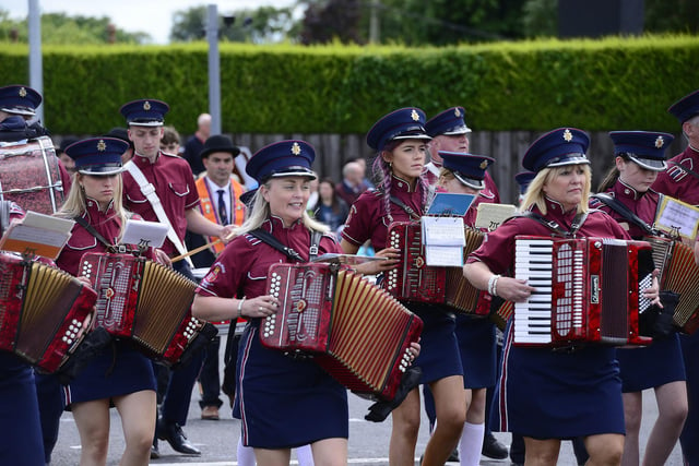 Keeping in step during the Twelfth parade in Dungannon.