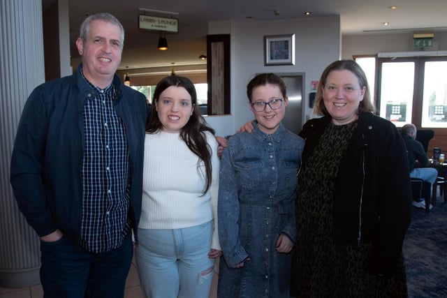 The McCann family who enjoyed Easter Sunday lunch at the Seagoe Hotel. Included are dad,Aiden, Ellen-Rose, Emily-Jane and mum Julie. PT14-200.