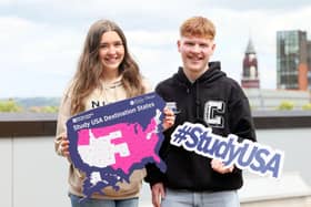 From left: Carrick students Kadie Griffiths and Cameron Henderson are set for a year in the US through the British Council’s Study USA programme.