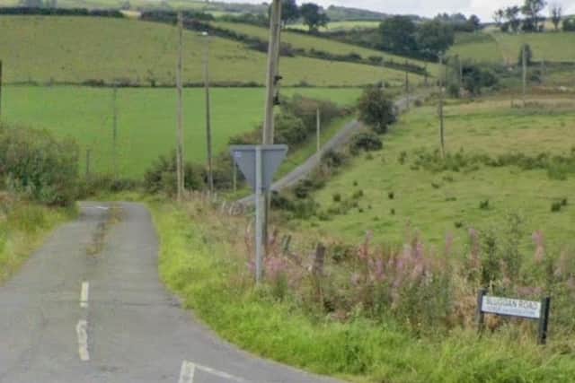On Sluggan Road, Pomeroy, all those residents who did express a view were in favour of English-Irish street signs on their road. Credit: Google