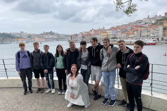 Pictured are Level 2 and Level 3 Computing students from the College on placement in Portugal earlier this year enjoy a sightseeing trip to Porto