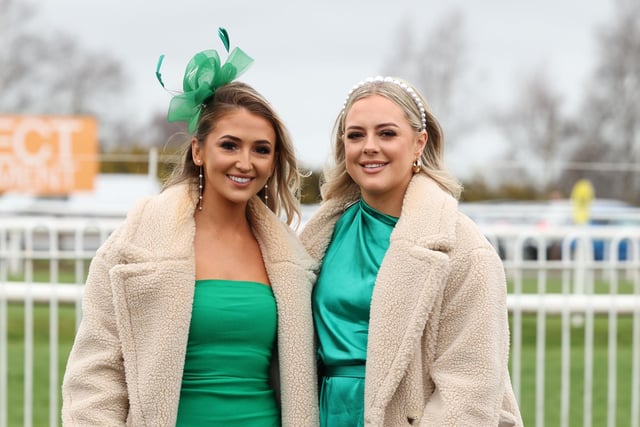 Rachel O’Loan and Katie Tubman pictured at Down Royal on St Patrick's Day.