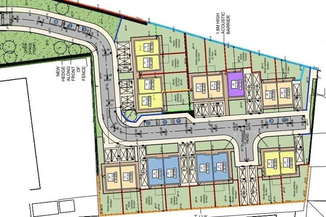 The layout of the housing development which has been approved on a piece of land adjacent to St. Patrick’s College and linen manufacturing operation Franklins, in Banbridge. Image: ABC planning portal