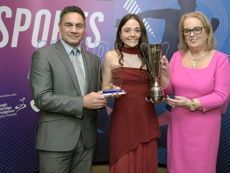 Youth Female sponsored by Armagh Sports & Trophies. Award winner: Lucie Prentice (Banbridge Amateur Boxing Club & St John the Baptist College, Portadown). Presented by Paul Tamati on behalf of (Armagh Sports & Trophies) & Edith Jamison (chair of ABCSF).