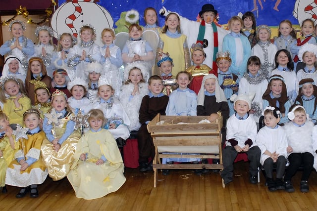 Some of the cast of Mullavilly Primary School's Christmas production 'The Most Disgruntled Snowman' in 2007.