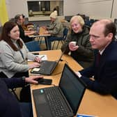 Communities Minister Gordon Lyons visits a Community Assistance Centre in Carryduff to pledge support for those most affected by Storm Éowyn. Photo: submited