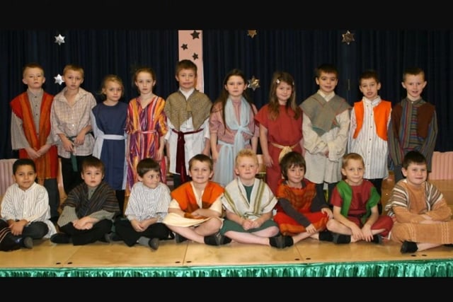 Playing their part as Villagers and Inn Keepers in Woodlawn Primary School's 2007 Christmas play.