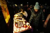 A large crowd showed their solidarity with the family of murdered nurse Karen Cummings in Banbridge.