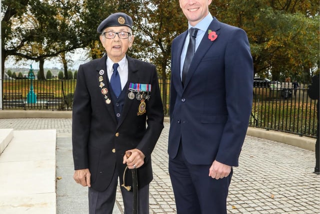 Veteran Tommy Doherty and Lisburn and Castlereagh City Council Chief Executive David Burns