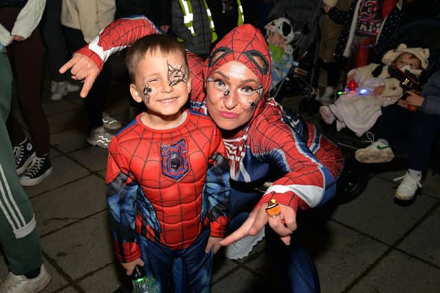 Jacob Woitlowska and mum, Kamela were in character for the  ABC Council fireworks display at Craigavon Lakes on Thursday. PT44-224