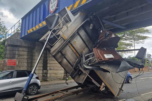 Translink have issued advice for rail users after a lorry struck a railway bridge in Coleraine. Credit Emma Louise Graham