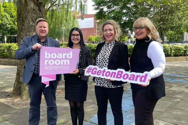 2022 Boardroom Apprentices Craig Service, Alex Deonarine, Clodagh Palmer and Gillian Orr