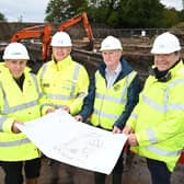 Maurice McNulty Geda Construction, Ian Cowden NI Water, Chair of Mid Ulster District Council’s Development Committee, Councillor Sean Clarke and Sean Milligan NI Water. Picture: Michael Cooper