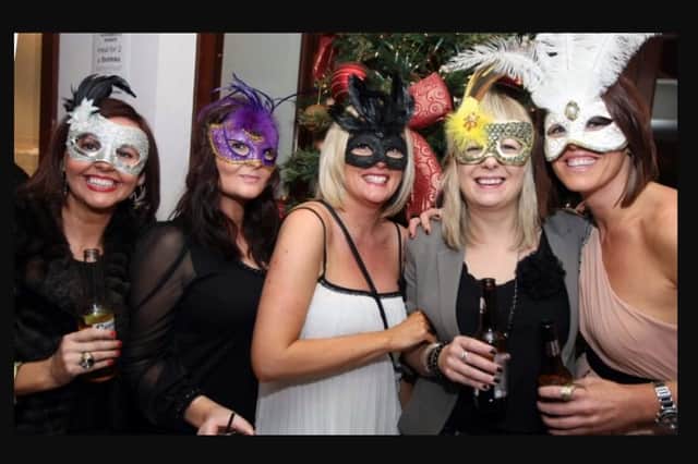 Party time at the Bureau in 2011 for Christy Moffett, Holly Moffett, Karen McCleave, Rachel Davidson and Jolene Davidson.