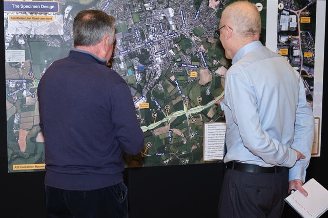 Viewing the plans of the Cookstown Bypass scheme.