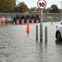 Tesco's car park in Portadown was partially flooded in October when the River Bann bursts its banks. Picture: Tony Hendron