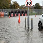 Tesco's car park in Portadown was partially flooded in October when the River Bann bursts its banks. Picture: Tony Hendron