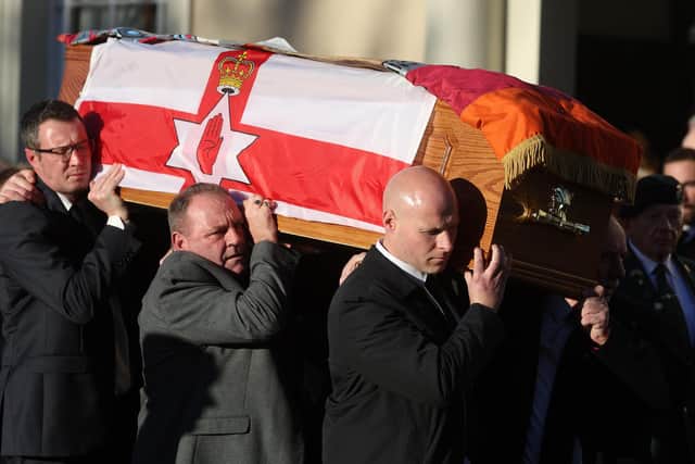 This funeral of DUP politician David Hilditch took place today (Friday) in Carrickfergus. .Picture by Jonathan Porter/PressEye