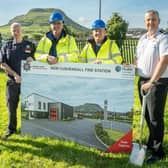 Northern Ireland Fire & Rescue Service (NIFRS) marked the beginning of construction on a new Fire Station in Cushendall with an official sod-cutting ceremony. Pictured L-R: Joe Smyth, Department of Health; Brendan McAllister, NIFRS Watch Commander; Seamus and Sean Woulahan, Seaview Developments; and Aidan Jennings, NIFRS Chief Fire & Rescue Officer.