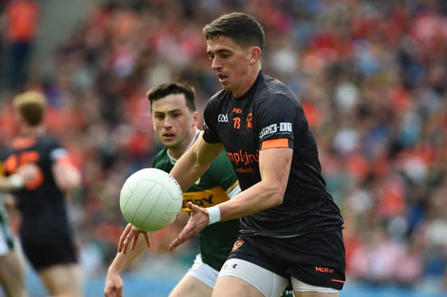 Armagh's Rory Grugan with Kerry's Paul Murphy.