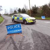 Police at the Ballynahonemore Road in Armagh on Sunday following the collision. Picture: Pacemaker