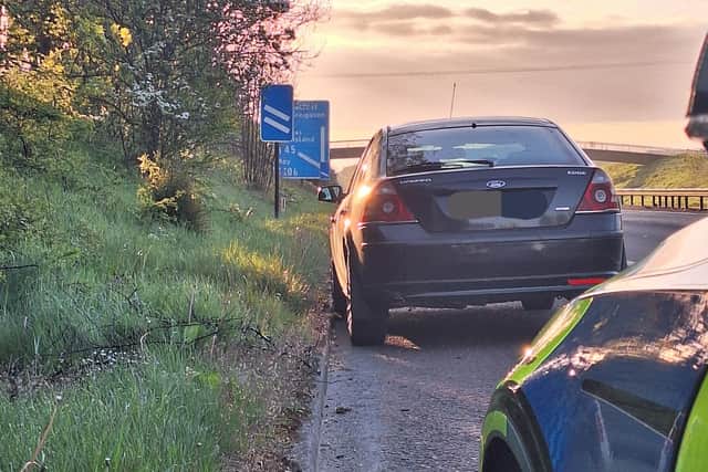 Police spotted this Ford Mondeo 'seemingly abandoned' on the hard shoulder of the M1. Picture: PSNI