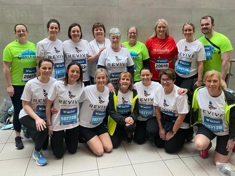 "Thorndale staff from Craigavon Hospital along with Ciara's friends and family who have so far raised over 23k for the Revive ICU charity. In memory of our beautiful colleague Ciara."